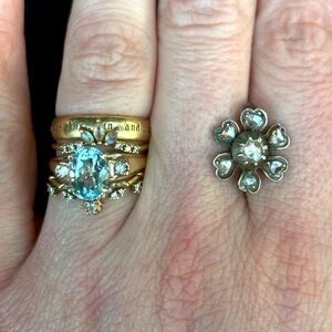 Antique Georgian rose cut diamonds flowers pendant 18kt yellow gold and silver